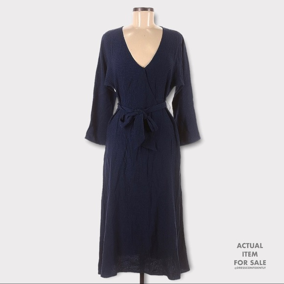 SÉZANE Lora Midi Dress - Marine Mat Size 2 - Picture 3 of 5